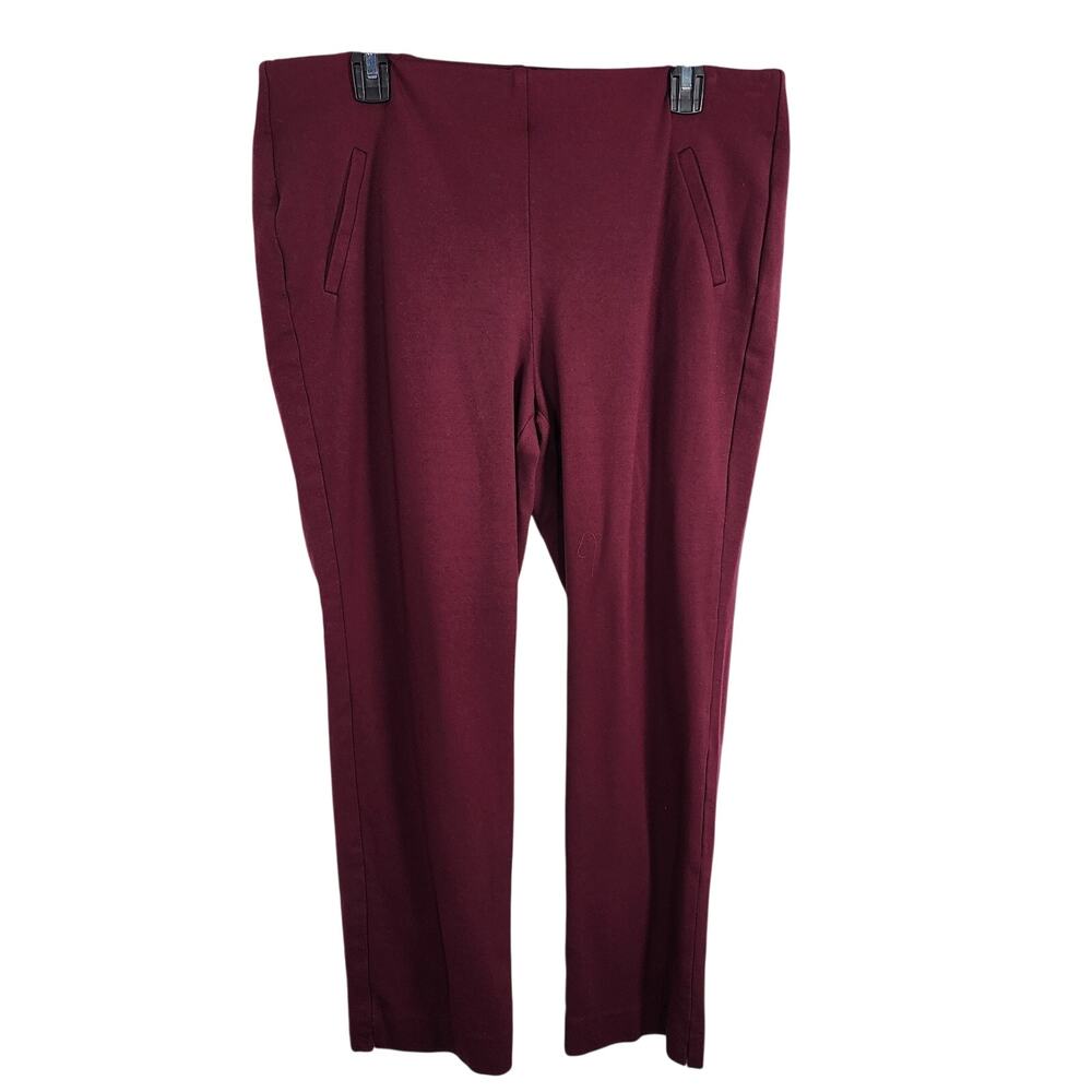 Chico's Fabulously Slimming Womens Ponte Slim Ankle Pants Pull On Wine Size 14